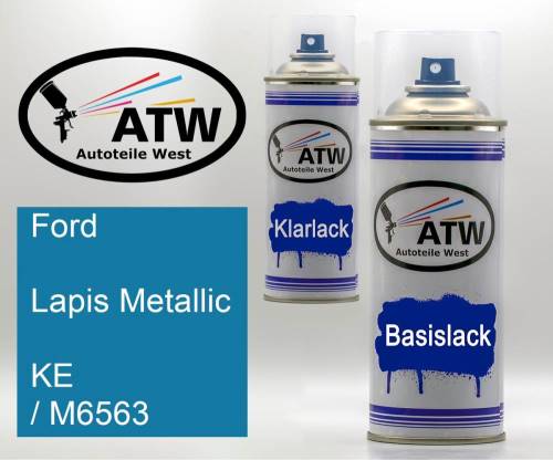 Ford, Lapis Metallic, KE / M6563: 400ml Sprühdose + 400ml Klarlack - Set, von ATW Autoteile West.